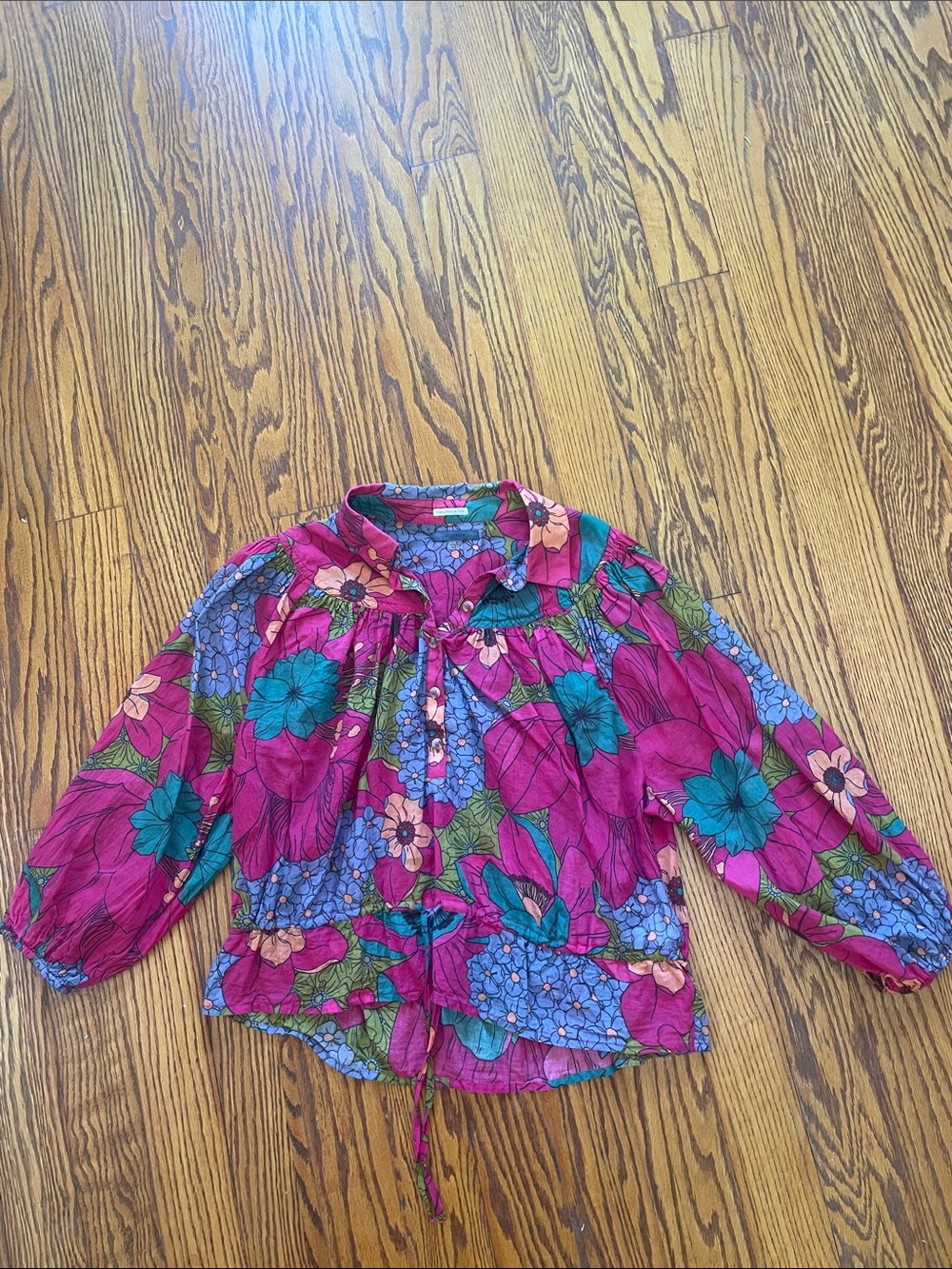 MOTHER Floral Button-Front Shirt - Magenta, Teal & Purple
